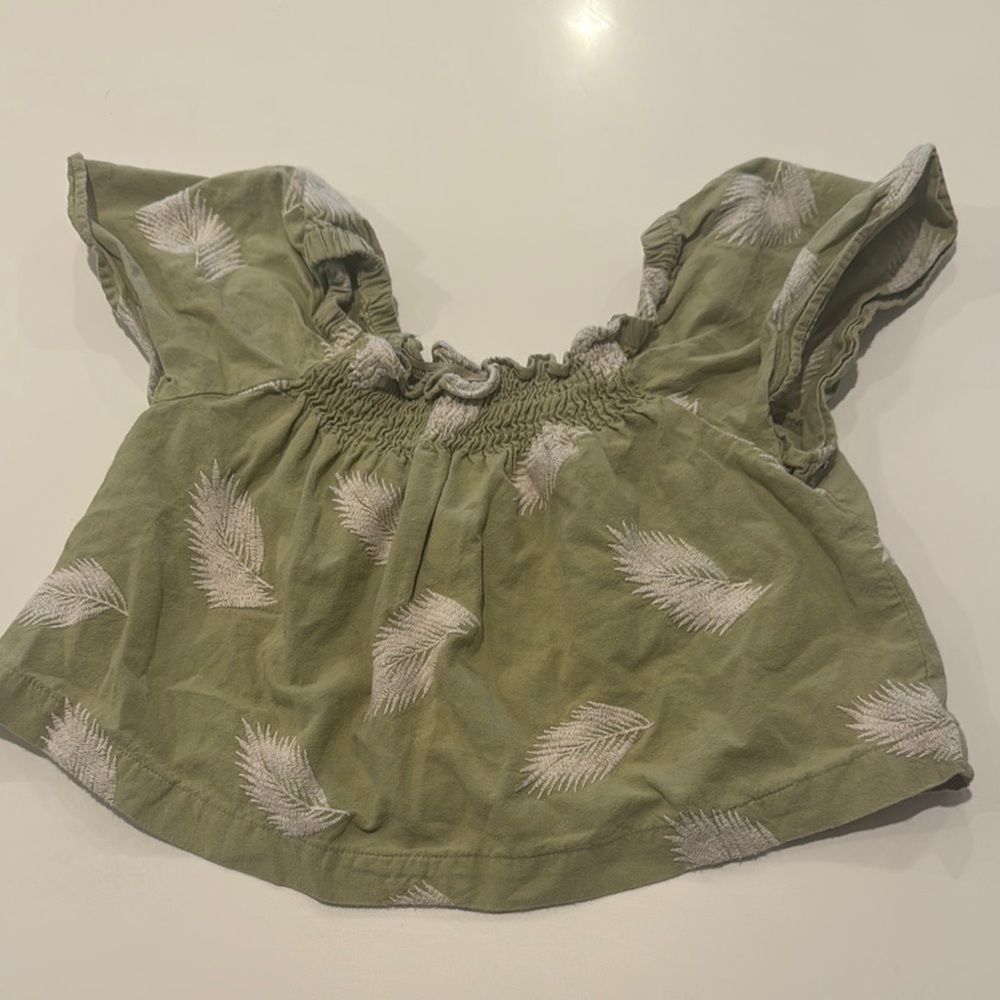 Zara Olive Green Textured Top